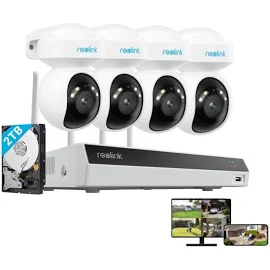 Reolink Kit Vidéo Surveillance avec 4K 8MP 4X PT Caméras WiFi6 Extérieures et 12CH 2To WiFi NVR, 355° Pan & 50° Inclin, Suivi Auto, Détection Smart,