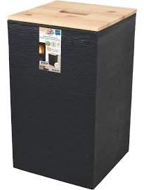 EDA - Coffre à Granulés Jura Montania STONE 36 L - pour 20 kg de Pellets - Noir 29,5 x 29,5 x 50,6 cm