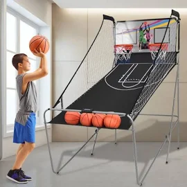 Giantex panier de Basketball pliable électronique avec 8 modes de jeu, Jeu de Basketball Arcade avec 2 Paniers 4 Basket Balls