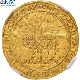 Coin, France, Jean II le Bon, Mouton d'or, 1355, Pontivy's Hoard, NGC, AU58