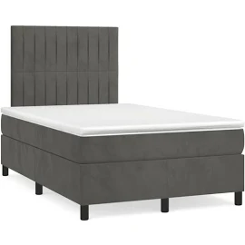 Sommier à lattes de lit avec matelas LED gris foncé 120x190 cm