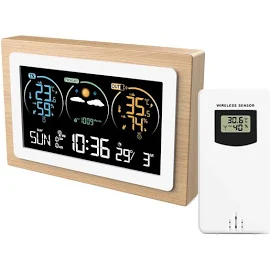 Station Météo Intelligente avec Horloge pour l'Intérieur et l'Extérieur, Compteur de Température et