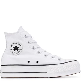 Converse - White Chuck Taylor All Star Lift Leather Hi Trainers