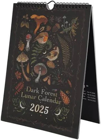 tlily Pendentif mural illustré du calendrier lunaire 2025 de Dark Forest