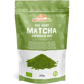 Thé Vert Matcha Bio Japonais - Premium Qualité - 200 gr. en Poudre Naturel. Produit au Japon Uji, Kyoto. Idéal à Boire, pour Cuisiner et dans le