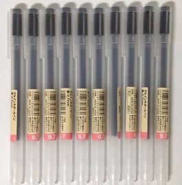 MUJI Gel encre stylos à bille 0.7mm Noir couleur 10pcs