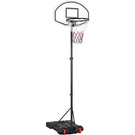 Yaheetech panier de Basket Ball extérieur Intérieursur sur pied hauteur réglable 159 214 cm avec Support et roulettes Noir