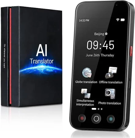 kentfaith AI Traducteur Vocal Instantané 144 Langues en Ligne 19 Hors Ligne, Écran Tactile 5" Caméra 8MP, Photo/Texte/Voix Traduction pour Voyage,