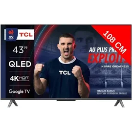 TCL TV QLED 4K 108 cm 43QLED770 Google TV Noir