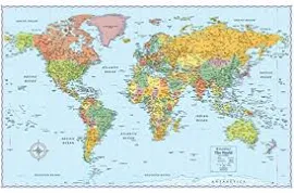 Affiche en laminé Rand Mcnally LAMINATED Signature World Map, 81x127cm