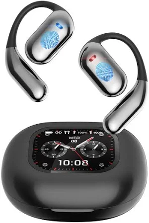ANSTEN IA Ecouteur Traducteur Instantané, Open Ear Ecouteurs Bluetooth 5.4, 4 en 1 Traducteur Vocal Instantané avec Ecran Tactile LCD OWS, 144 Langues