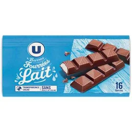 Barres chocolats fourrées lait, U (x 16, 200 g)