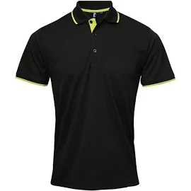 Premier Coolchecker - Polo - Homme / M / Noir/Vert Citron