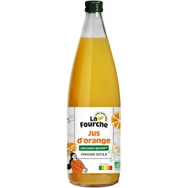 Jus d'orange Sans pulpe ajoutée Bio - 1L - la fourche - Oranges Siciliennes, 100% pur jus