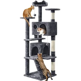 Yaheetech Arbre à chat Arbre à Grimper multi-niveaux hauteur 158cm