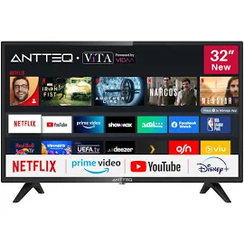 GENERIQUE AV32H3 Smart TV 32 pouces (80 cm) téléviseur Antteq avec Netflix, PRIME Video, Rakuten TV dazn, Disney+, Youtube, WiFi, triple-tuner DVB-T2