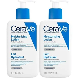 CeraVe Lait Hydratant visage et corps pour les peaux sèches à très sèches 236ml 2x236 ml Lait