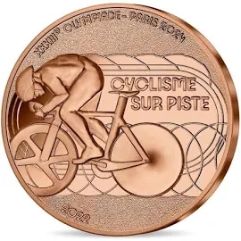 Jeux Olympiques de Paris 2024 - cyclisme sur piste - monnaie de 1/4€ Bronze - 2022