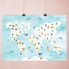 MAP MONDE Carte du monde - Les animaux