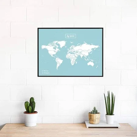 Carte du monde en liège Woody Map Colors Bleu 60 x 45 cm / Marco Negro