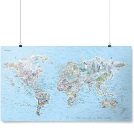 Awesome Maps - Poster carte du Monde - Dive Map Re-writable