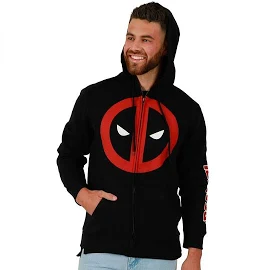 Marvel Sweat à capuche zippé à Logo classique Deadpool avec imprimé sur les manches Noir Small