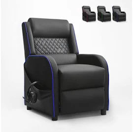 Fauteuil de jeu inclinable à bouton-poussoir avec repose-pieds en similicuir challenge Le Roi du Relax