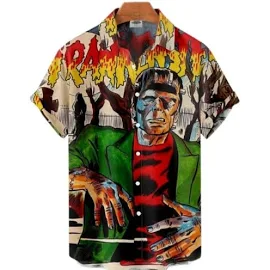 Chemise hawaïenne à manches courtes pour hommes, Impression 3D Anime Floral Dazn, motif en Y, Mode