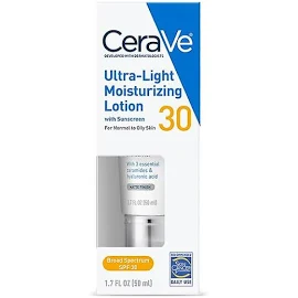 Cerave lotion hydratante spf 30 crème solaire et hydratant pour le visage avec acide hyaluronique et céramides, sans huile, 1,7 once