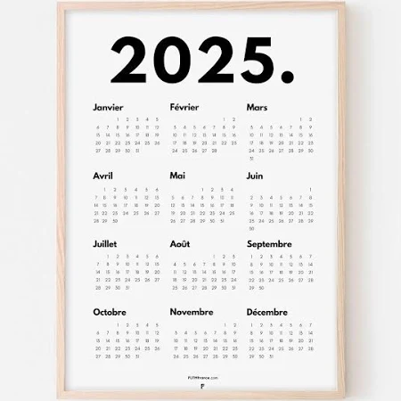 Calendrier 2025 minimaliste à imprimer - FLTM