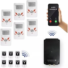 Ultra Secure - Kit 6 100% sans-fil autonome renforcé 6 détections mouvement + 6 sirènes + alerte gsm 4G Appel/SMS (gamme bt)