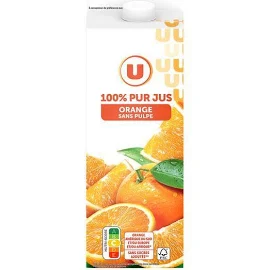 Pur jus d'orange Filière U Sans pulpe, U (2 L)