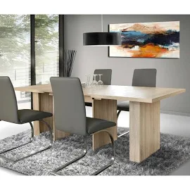 Dining Table A manger extensible de 6 A 12 personnes Style contemporain décor Chene sonoma - L 140-273 x L 90 cm