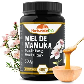 Miel de Manuka 400+ MGO de 500 gr. Produit en Nouvelle-Zélande. Actif et brut, pur et naturel. Méthylglyoxal testé par des laboratoires accrédités.