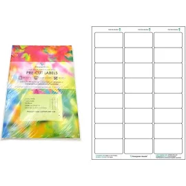 Evergreen Goods Pack de 50 feuilles A4 multi-étiquettes (3 x 8, 24 par feuille: 1200 étiquettes au total) Blanc mat en papier auto-adhésif,