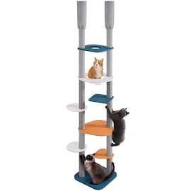 Yaheetech Arbre à chat Géant plafond en Double poteau réglable 241-262 cm