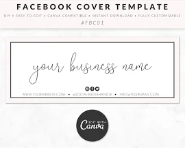 Modèle de couverture Facebook pour Canva, Social Media Cover Design, DIY, Personnalisable, Modifiable, Téléchargement instantané, Branding, Business -