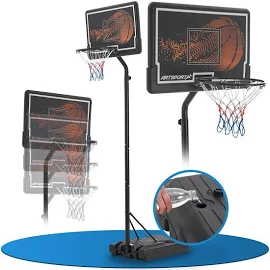 ArtSport Panier de Basket d'extérieur avec Pied et roulettes – Hauteur réglable de 255 à 305 cm Panier Adulte Enfant Support de Basket Noir