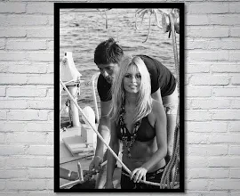 Photographie vintage de Brigitte Bardot et Alain Delon - art mural rétro - impression photo Bardot et Delon - affiche Old Hollywood - déco maison d'ét