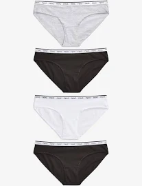 Womens Next Monochrome Bikini Cotton Rich Logo Knickers 4 Pack - Black