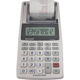 Sharp EL-1611V 12 Digit Handheld Cordless 2-color Print Printing Calculator