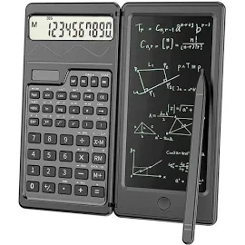 10-Digit LCD Scientific Calculator: Foldable, Handwriting Board, Solar & Battery Power - Perfect for Students, Teachers & Engine