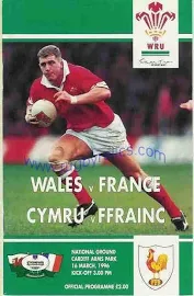 Wales V France 1996 Rugby Programme 16 Mar At Cardiff