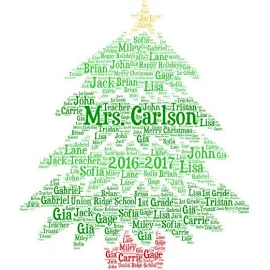 Digital Christmas word cloud art wordle - Christmas Tree - great teacher instructor gift - add names of kids