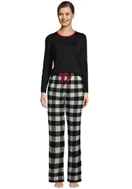 Flannel Pyjama Gift Set, Women, Size: 10-12, Regular, Black, Spandex/Cotton-blend/Cotton Modal, by Lands' End