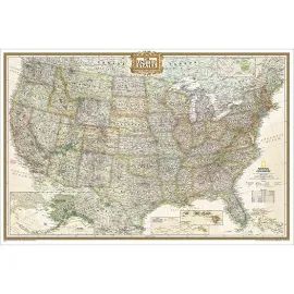 National Geographic United States Wall Map - Executive (Poster Size: 36 X 24 In)