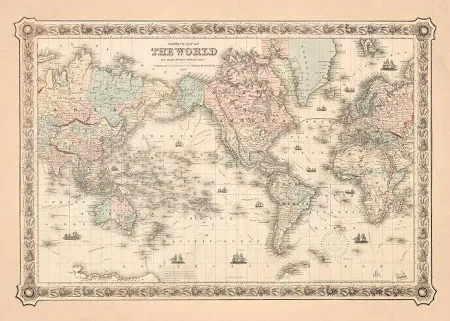 Colton Map of the World on Mercators Projection