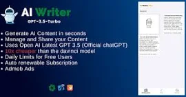 AI Writer for IOS - AI Content Writer based on ChatGPT GPT 3.5 and OpenAI | IOS Swift Full Applicati