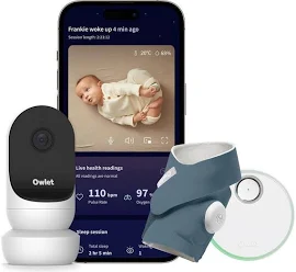 Owlet Dream Sock OWDB-12-BB Smart Baby Activity Tracker & Cam 2 Bundle - Bedtime Blue