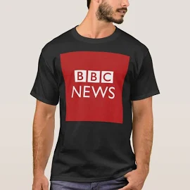 BBC News Logo, Red Classic T-Shirt, Men's, Size: Adult S, Black